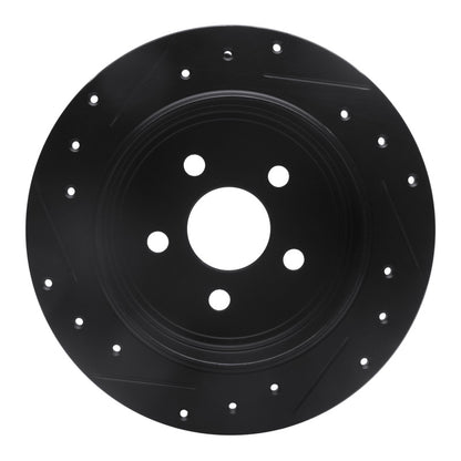 R1 Concepts R1 95-07 Chrysler CIRRUS Rear Right Drilled & Slotted Black Brake Rotor