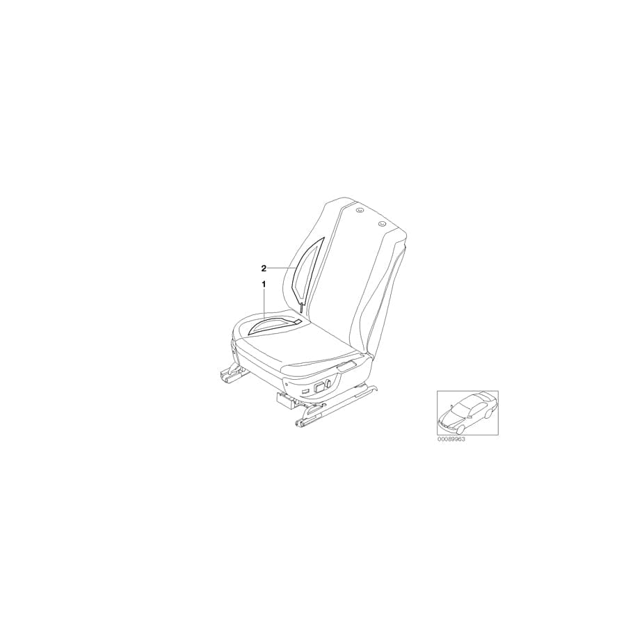 Genuine BMW 52102698280 E39 Side Finisher, Seat Heating, Front Right (Inc. M5)