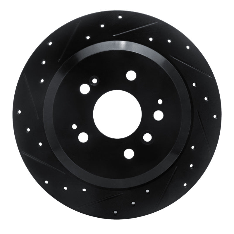 R1 Concepts R1 16-25 Honda Ridgeline Rear Left Drilled & Slotted Black Brake Rotor