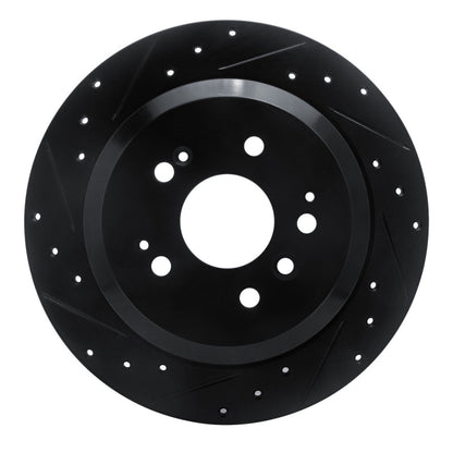 R1 Concepts R1 16-25 Honda Ridgeline Rear Left Drilled & Slotted Black Brake Rotor