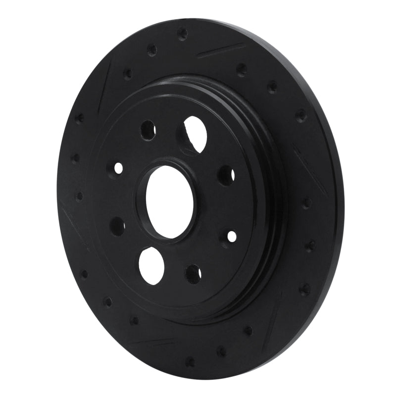 R1 Concepts R1 86-89 Acura Integra Rear Left Drilled & Slotted Black Brake Rotor