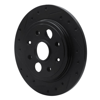 R1 Concepts R1 86-89 Acura Integra Rear Left Drilled & Slotted Black Brake Rotor