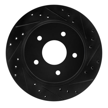 R1 Concepts R1 87-89 Nissan 300ZX Turbo Rear Right Drilled & Slotted Black Brake Rotor