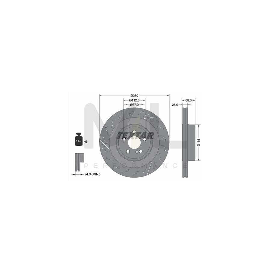 TEXTAR PRO+ 92283805 Brake Disc Internally Vented, Perforated, Slotted, Coated, High-carbon, without wheel hub, without wheel studs  - 1 piece