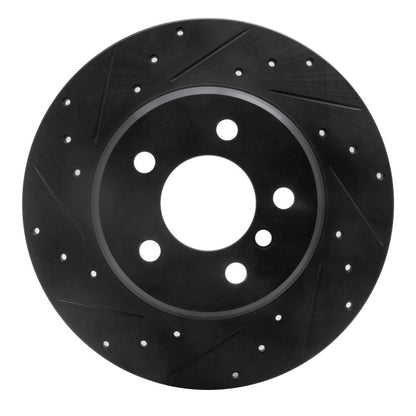R1 Concepts R1 00-06 BMW X5 Rear Left Drilled & Slotted Black Brake Rotor