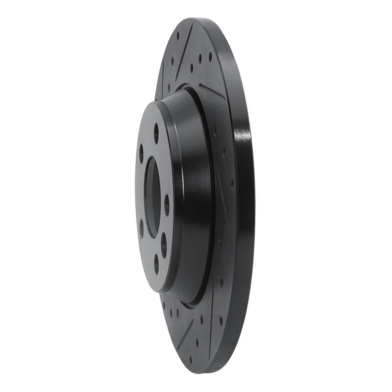 R1 Concepts R1 01-03 Volkswagen EuroVan Rear Left Drilled & Slotted Black Brake Rotor