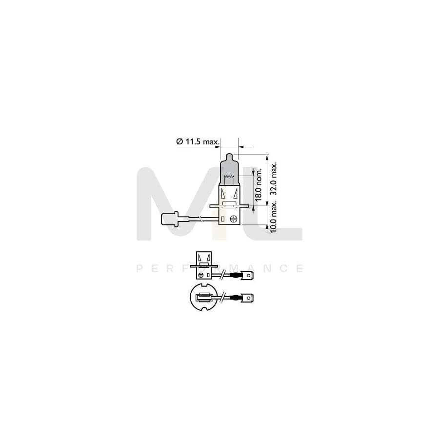 PHILIPS 12336WVUB1 Bulb, spotlight H3 12V 55W PK22s Halogen