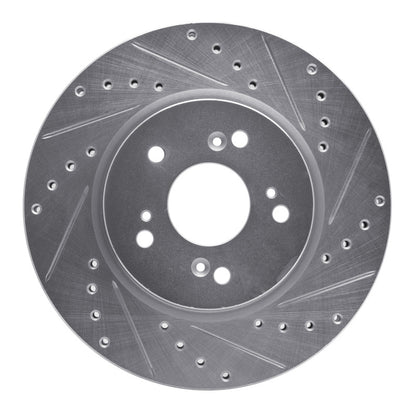 R1 Concepts R1 07-16 Acura RDX Front Right Drilled & Slotted Silver Brake Rotor