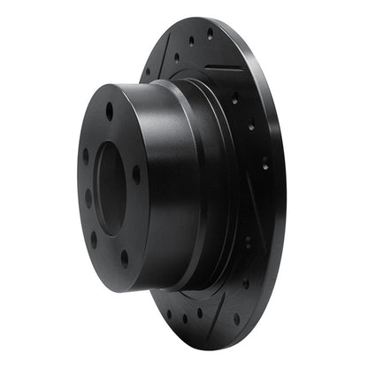 R1 Concepts R1 95-99 BMW 318TI Rear Left Drilled & Slotted Black Brake Rotor