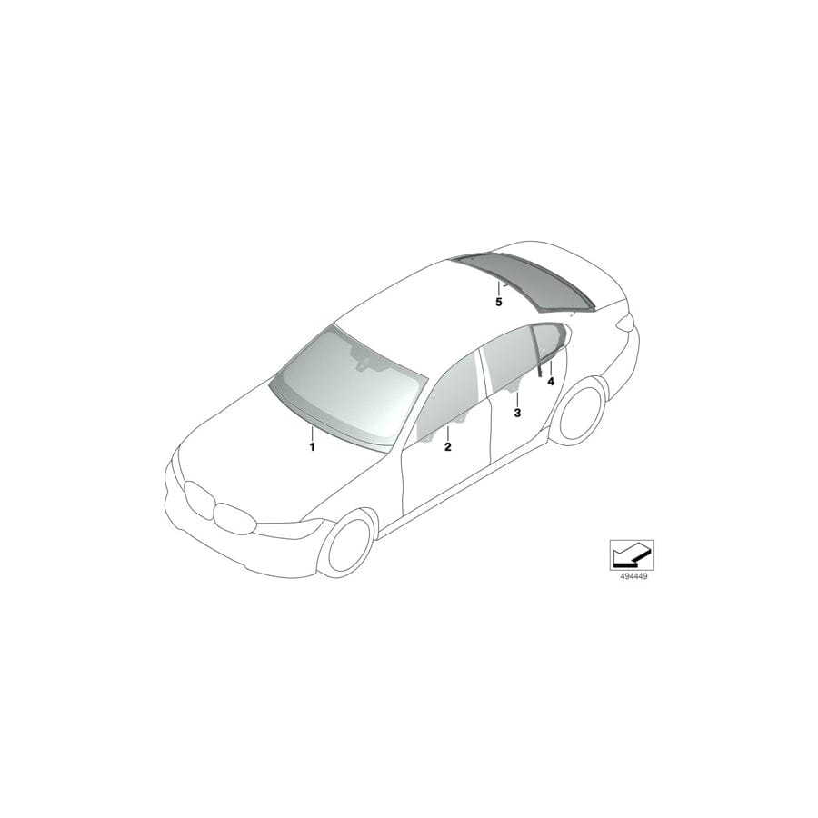 Genuine BMW 51357497105 G20 Side Window, Door, Left Rear SSG (Inc. M340iX, 320i 1.6 & 320d)