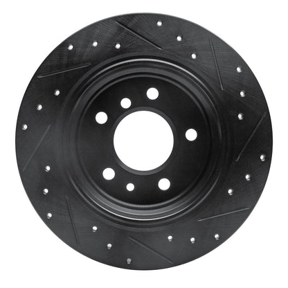 R1 Concepts R1 89-95 BMW 530I Rear Left Drilled & Slotted Black Brake Rotor