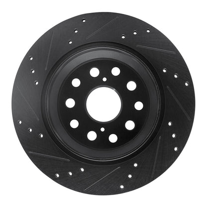 R1 Concepts R1 07-17 Lexus LS460 Rear Right Drilled & Slotted Black Brake Rotor