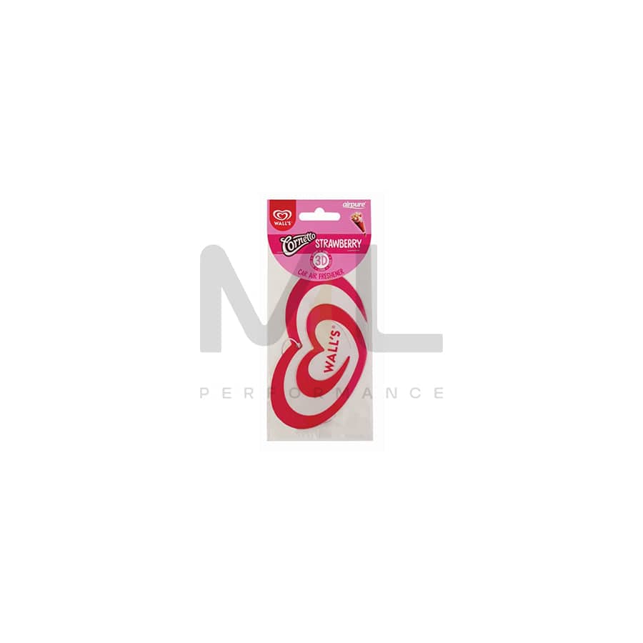 AirPure Walls 3D Paper Love Heart Car Air Freshener - Cornetto Strawberry