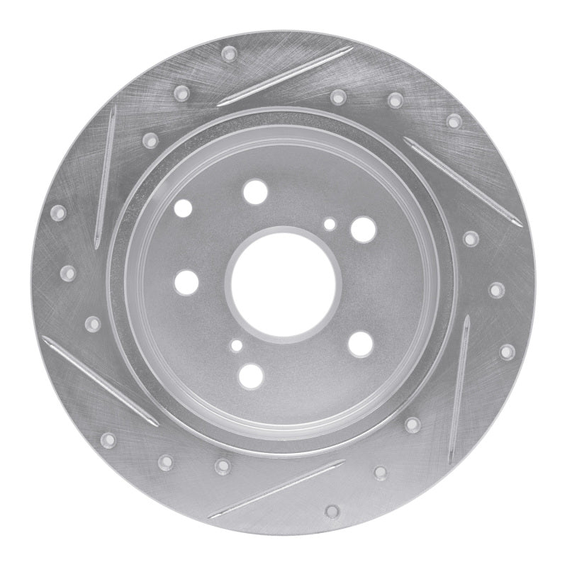 R1 Concepts R1 06-18 Lexus HS250H Rear Right Drilled & Slotted Silver Brake Rotor