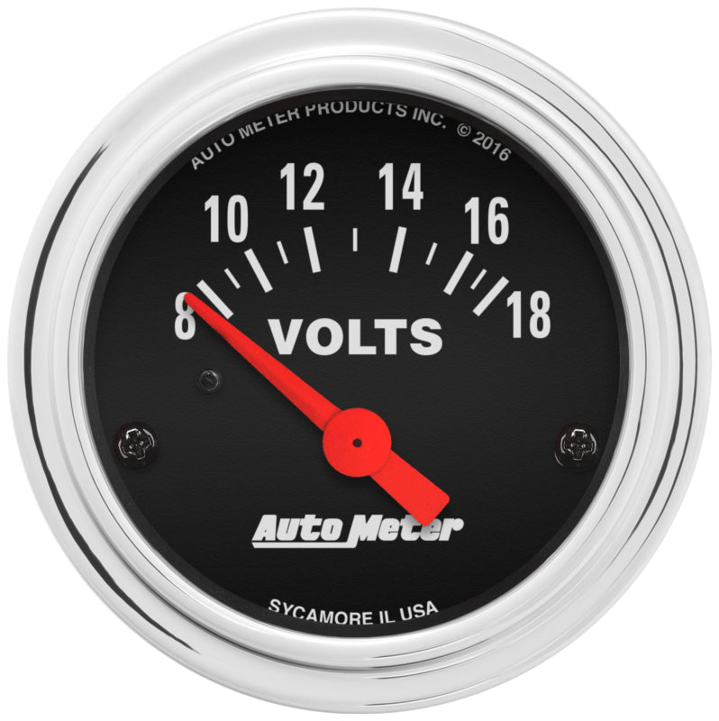 Autometer Traditional Chrome 52mm 8-18 Volts Short Sweep Electrical Voltmeter
