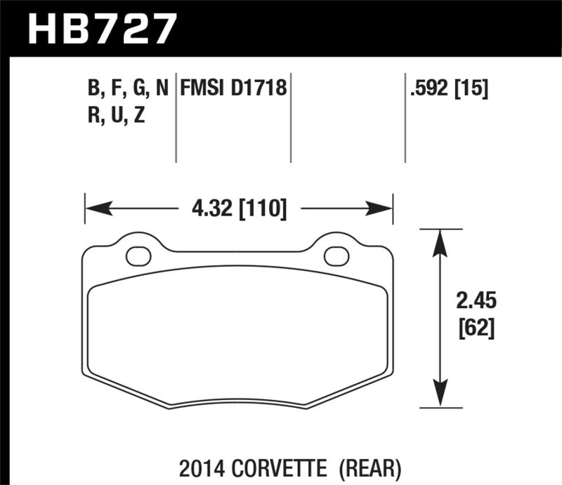 Hawk Performance Hawk 14-15 Chevrolet Corvette Stingray Z51 (w/ J55 Brake Package) HP+ Street Rear Brake Pads