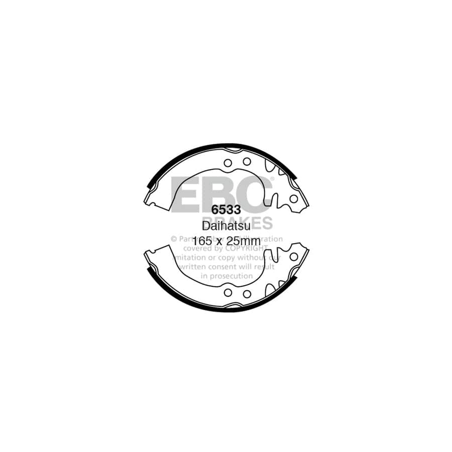 EBC 6533 Daihatsu Perodua Rear Brake Shoes (Inc. Charade, Cuore, Mira, Nippa) 1 | ML Performance UK Car Parts