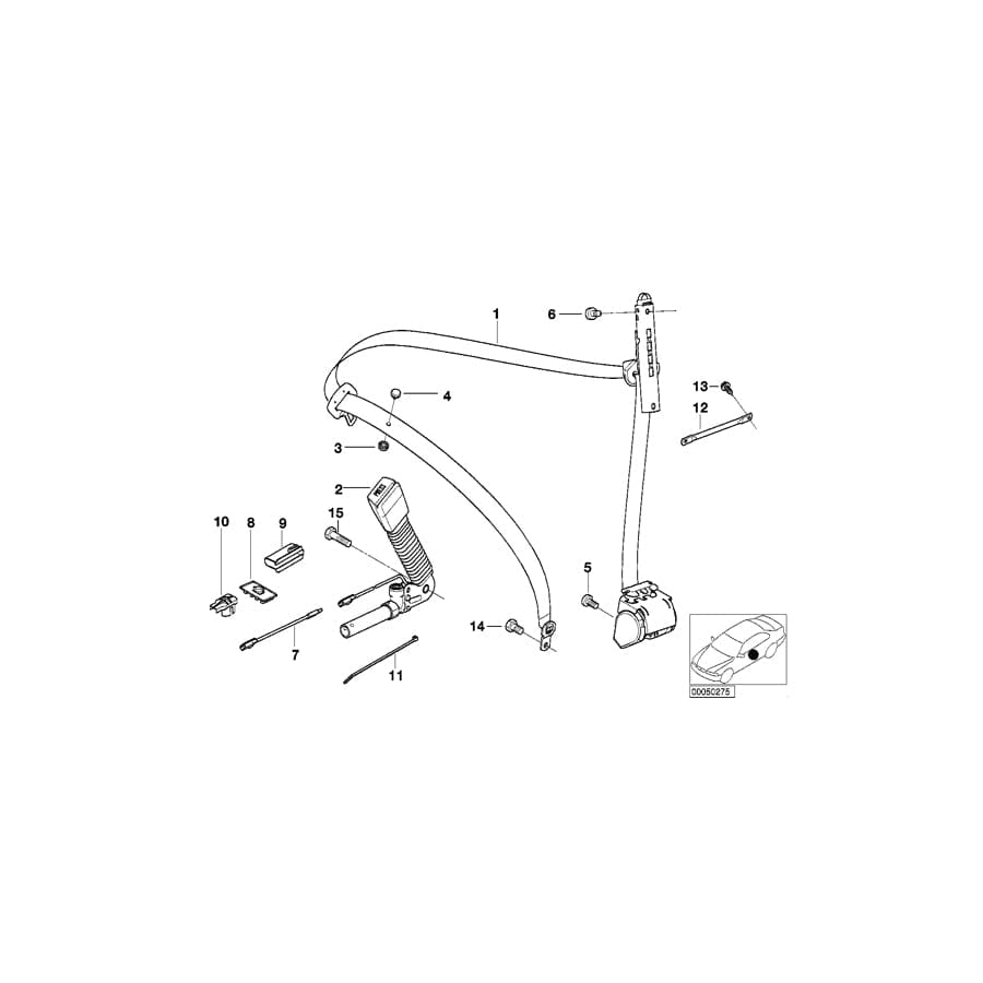Genuine BMW 72118240232 E46 Rght Frnt Upper Belt W/O Force Limiter (Inc. 325i, 330d & 330i)