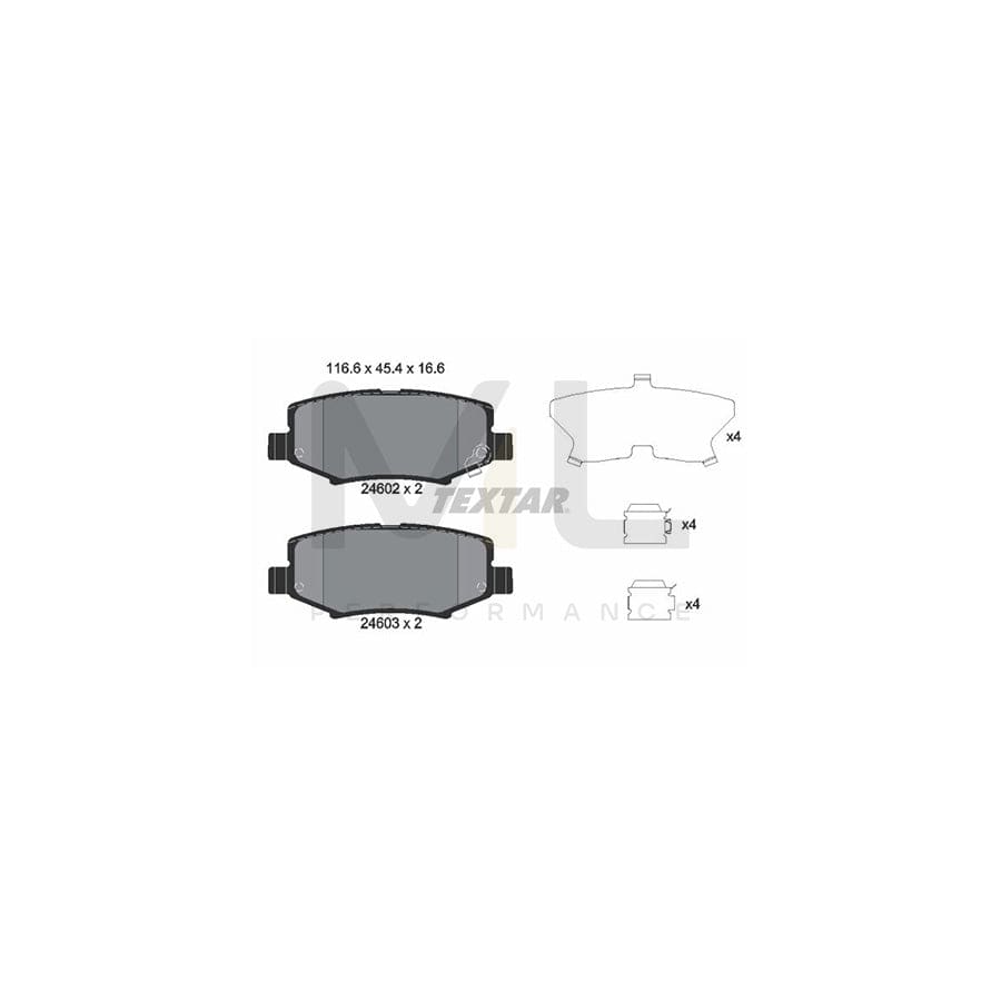 TEXTAR 2460201 Brake pad set with acoustic wear warning, with accessories