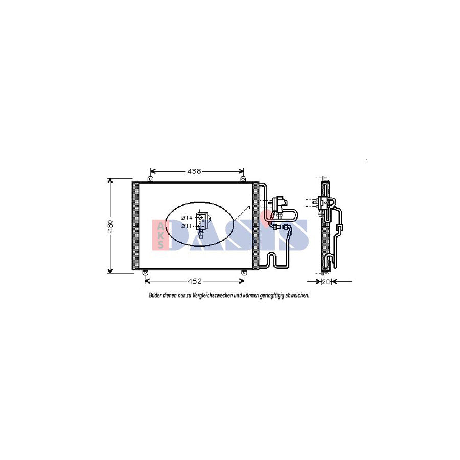 AKS Dasis 182008N Air Conditioning Condenser for Renault Safrane I Phase 2 Hatchback (B54)