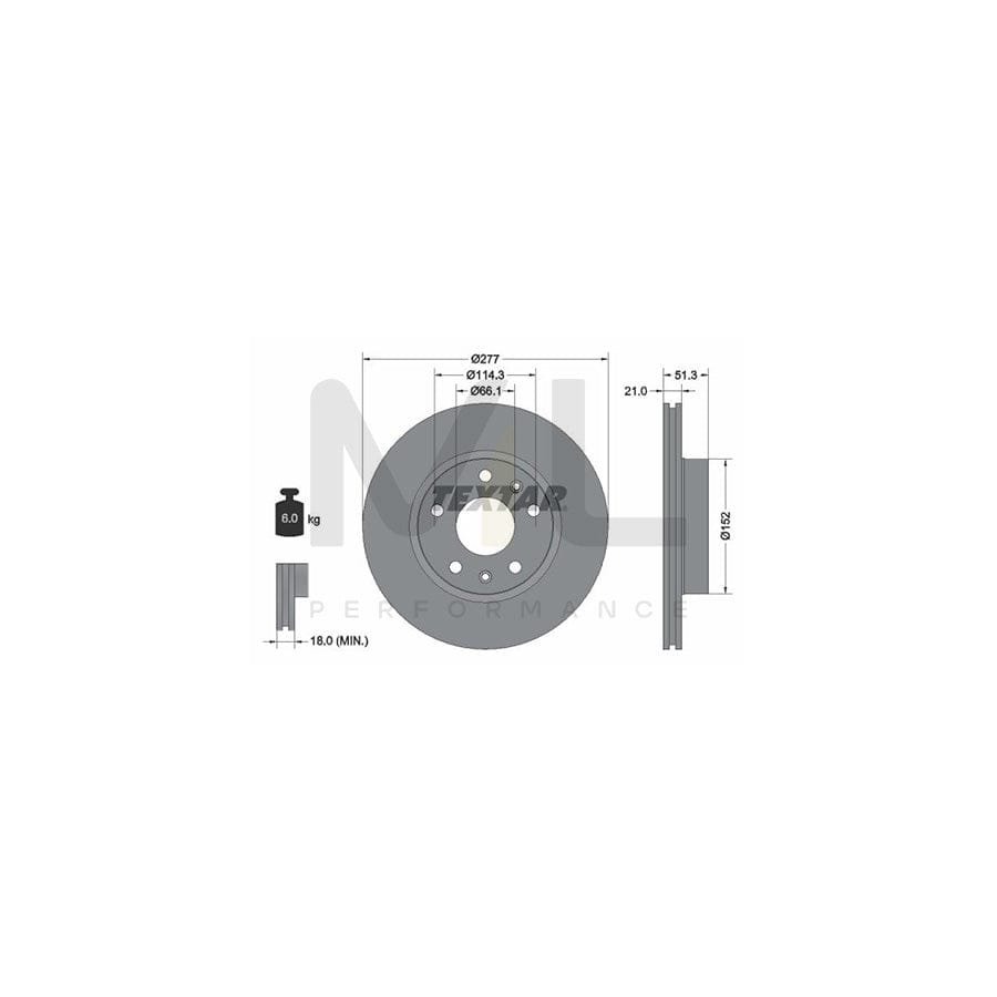 TEXTAR 92115700 Brake Disc for LAND ROVER FREELANDER Internally Vented, without wheel hub, without wheel studs  - 1 piece