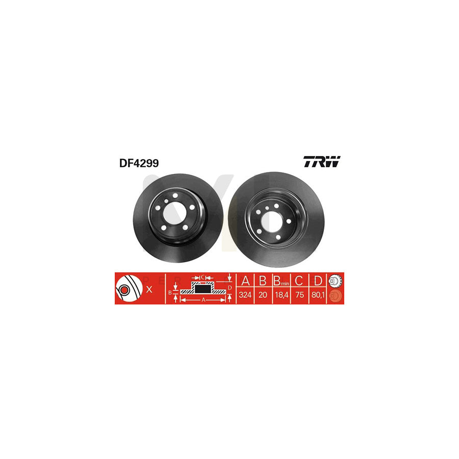 TRW DF4299 Brake Disc for BMW X5 (E53) Vented, Painted  - 1 piece