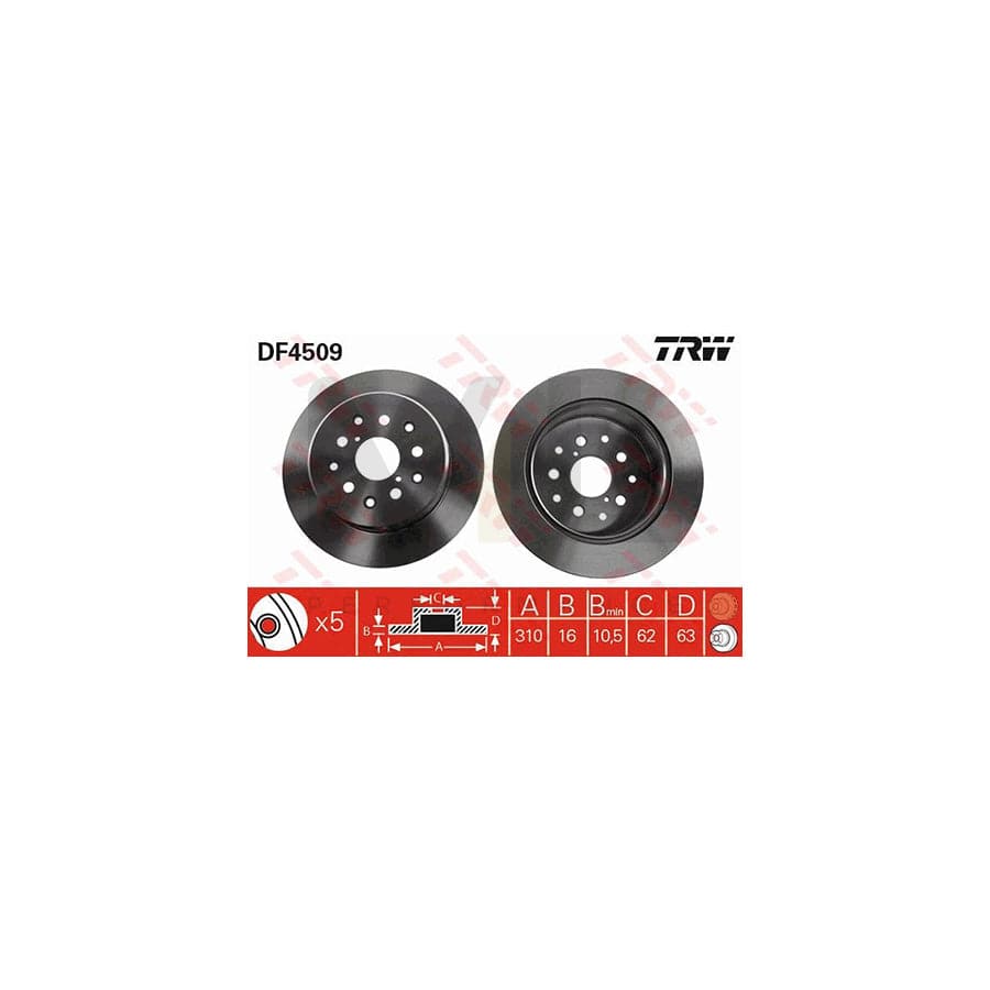 TRW DF4509 Brake Disc Solid, Painted  - 1 piece