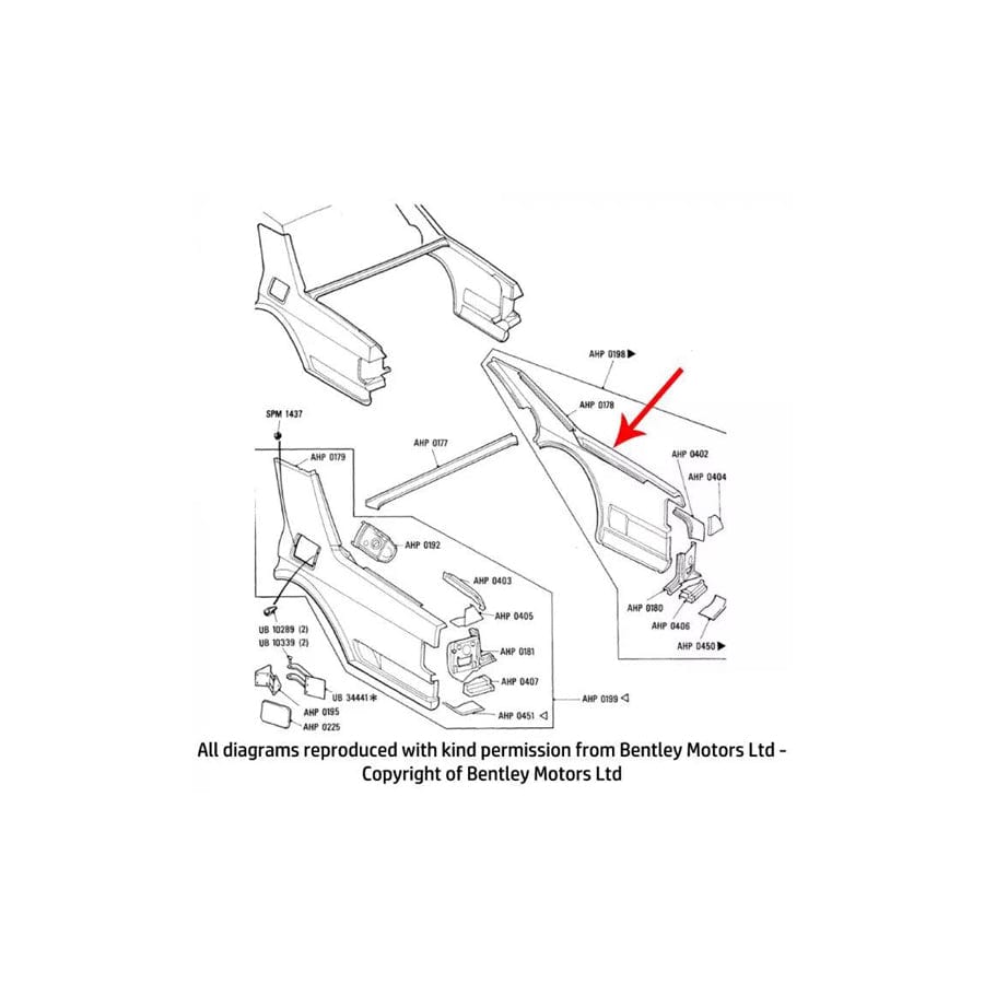 GENUINE Rolls-Royce AHP0178 RIGHT HAND REAR WING OUTER SKIN