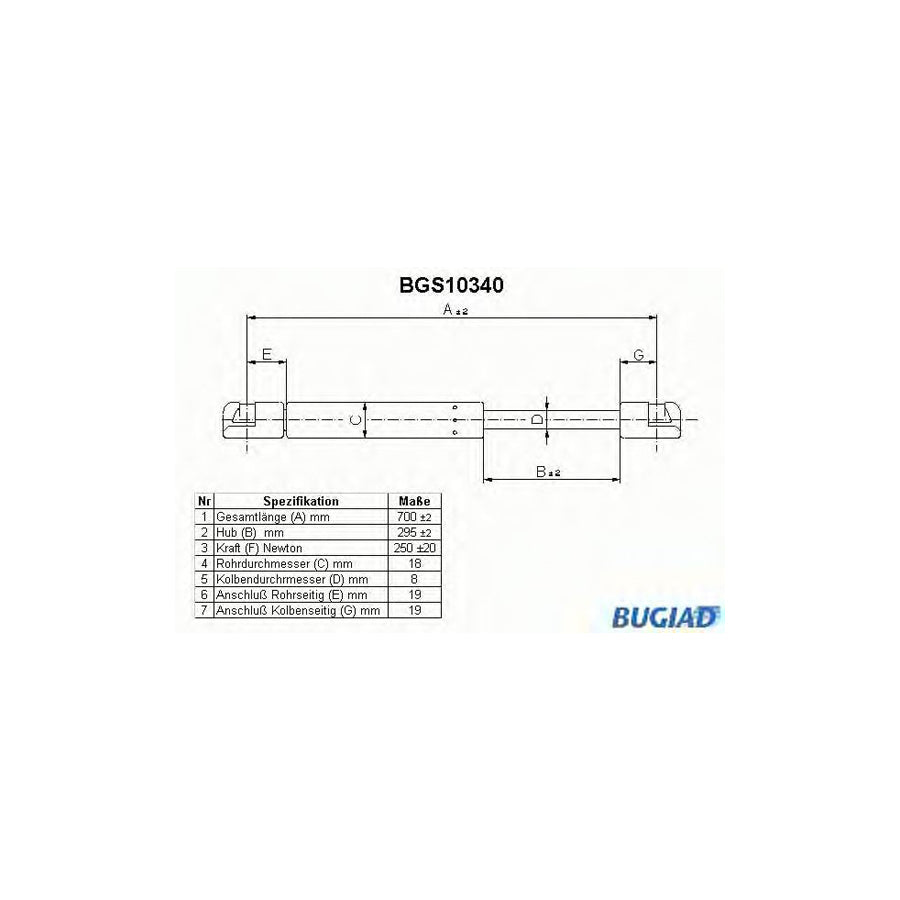 BUGIAD Bgs10340 Tailgate Strut for Renault Super 5 Hatchback (B40, C40)