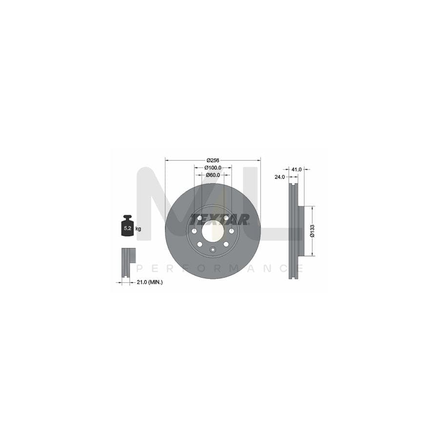 TEXTAR PRO 92091803 Brake Disc Internally Vented, Coated, without wheel hub, without wheel studs  - 1 piece