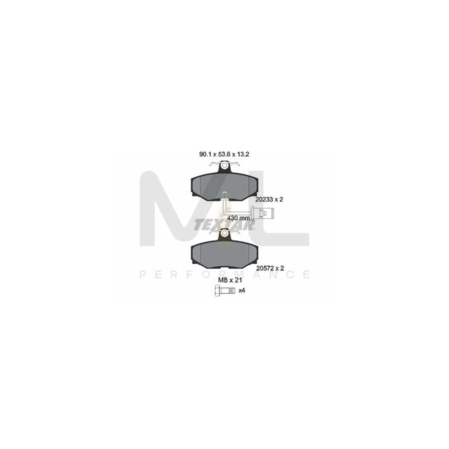 TEXTAR 2023301 Brake pad set with integrated wear warning contact, with brake caliper screws