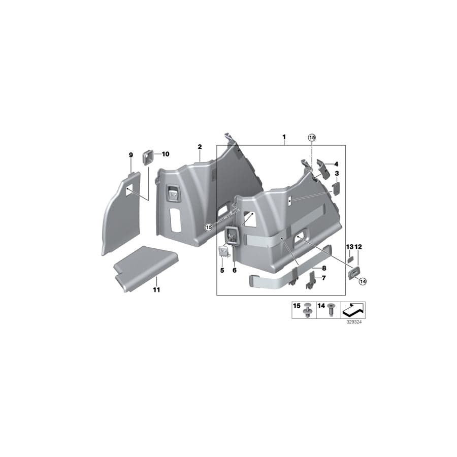 Genuine BMW 51477342887 F07 Panel Wheel Housing Part.Trunk Left ANTHRAZIT (Inc. 535i, 550iX & 550iX 4.4)