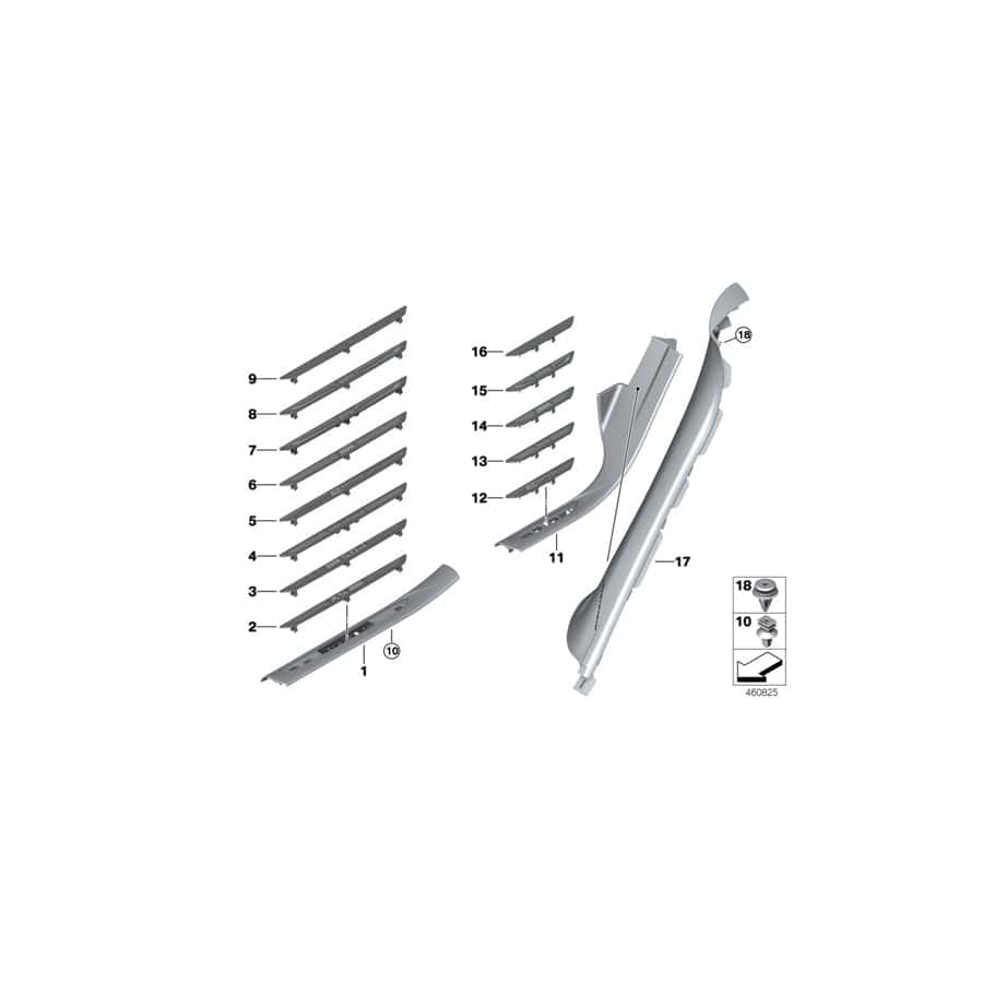 Genuine BMW 51477342574 F15 Cover Strip, Entrance Front Right ELFENBEINWEISS (Inc. X5)