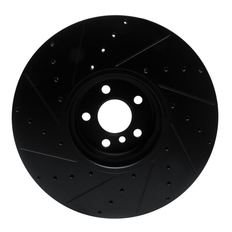 R1 Concepts R1 16-25 BMW i7 Right Front Drilled & Slotted Black Brake Rotor