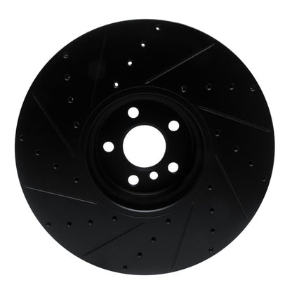 R1 Concepts R1 16-25 BMW i7 Right Front Drilled & Slotted Black Brake Rotor