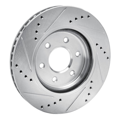 R1 Concepts R1 2005-2025 Nissan Xterra Front Right Drilled & Slotted Silver Brake Rotor