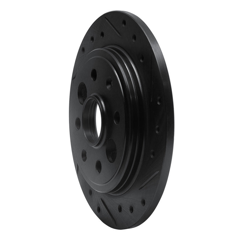 R1 Concepts R1 86-89 Acura Integra Rear Right Drilled & Slotted Black Brake Rotor