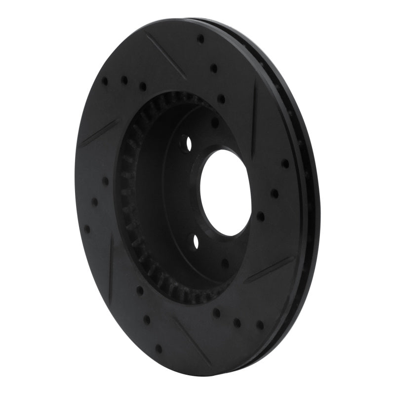 R1 Concepts R1 95-00 Nissan 200SX Front Left Drilled & Slotted Black Brake Rotor