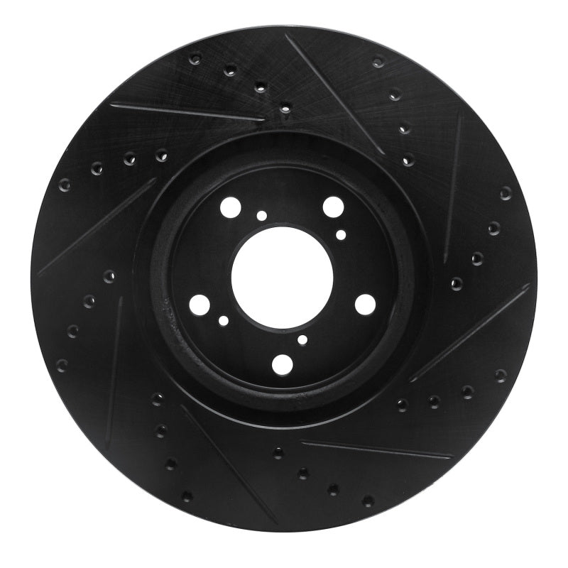 R1 Concepts R1 07-20 Acura MDX Front Left Drilled & Slotted Black Brake Rotor