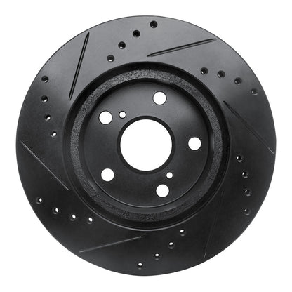 R1 Concepts R1 89-92 Toyota Cressida Front Right Drilled & Slotted Black Brake Rotor