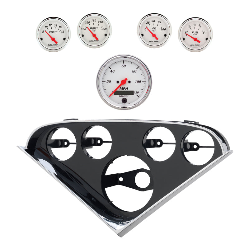 Autometer Arctic White Direct Fit Dash Kit 55-56 Chevrolet (1 x 3-3/8in. / 4 x 2-1/16in.)