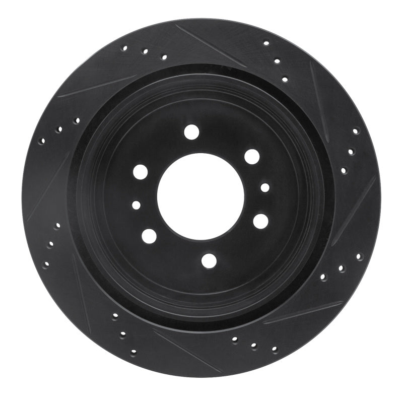 R1 Concepts R1 04-08 Ford F-150 4WD Front Left Drilled & Slotted Black Brake Rotor