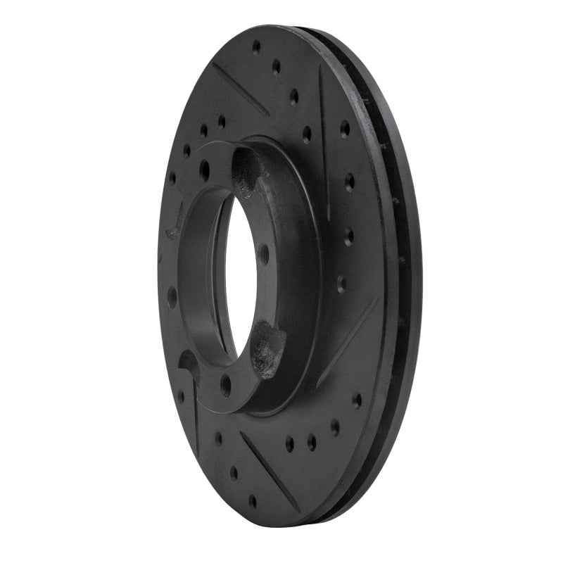 R1 Concepts R1 87-99 Hyundai Excel Front Right Drilled & Slotted Black Brake Rotor
