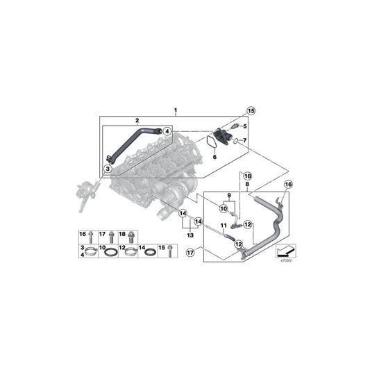 Genuine BMW 11537600588 F21 F20 F30 Hose For Thermostat Connection Fitting (Inc. 116i, 114i & 120i)