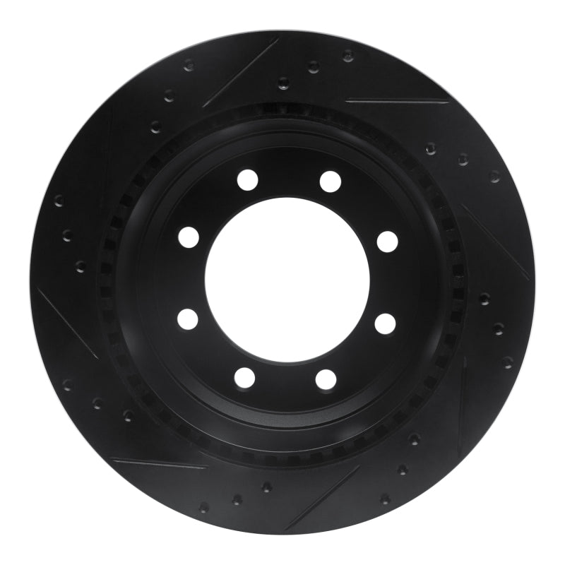 R1 Concepts R1 08-25 Ford E-150 Rear Right Drilled & Slotted Black Brake Rotor