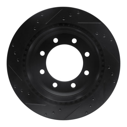 R1 Concepts R1 08-25 Ford E-150 Rear Right Drilled & Slotted Black Brake Rotor