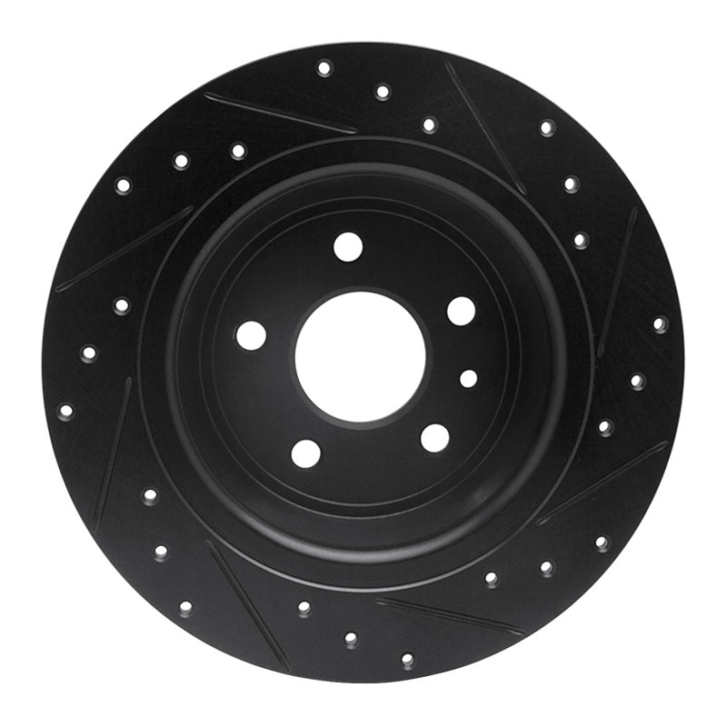 R1 Concepts R1 13-20 Ford Fusion Rear Left Drilled & Slotted Black Brake Rotor