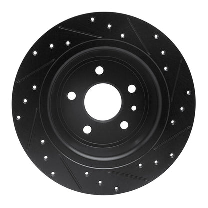 R1 Concepts R1 13-20 Ford Fusion Rear Left Drilled & Slotted Black Brake Rotor