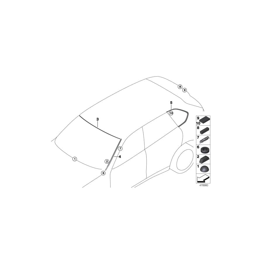 Genuine BMW 51377289724 F15 Finisher, Side Window, Rear Right ALU-SATINIERT (Inc. X5)