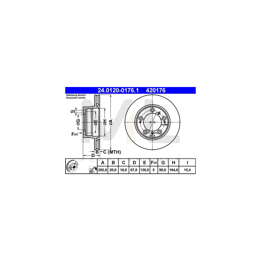 ATE 24.0120-0176.1 Brake Disc for PORSCHE Boxster (986) Vented, Coated, Alloyed / High-carbon  - 1 piece